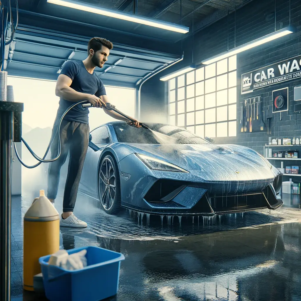 AX Car Wash - Man washing car