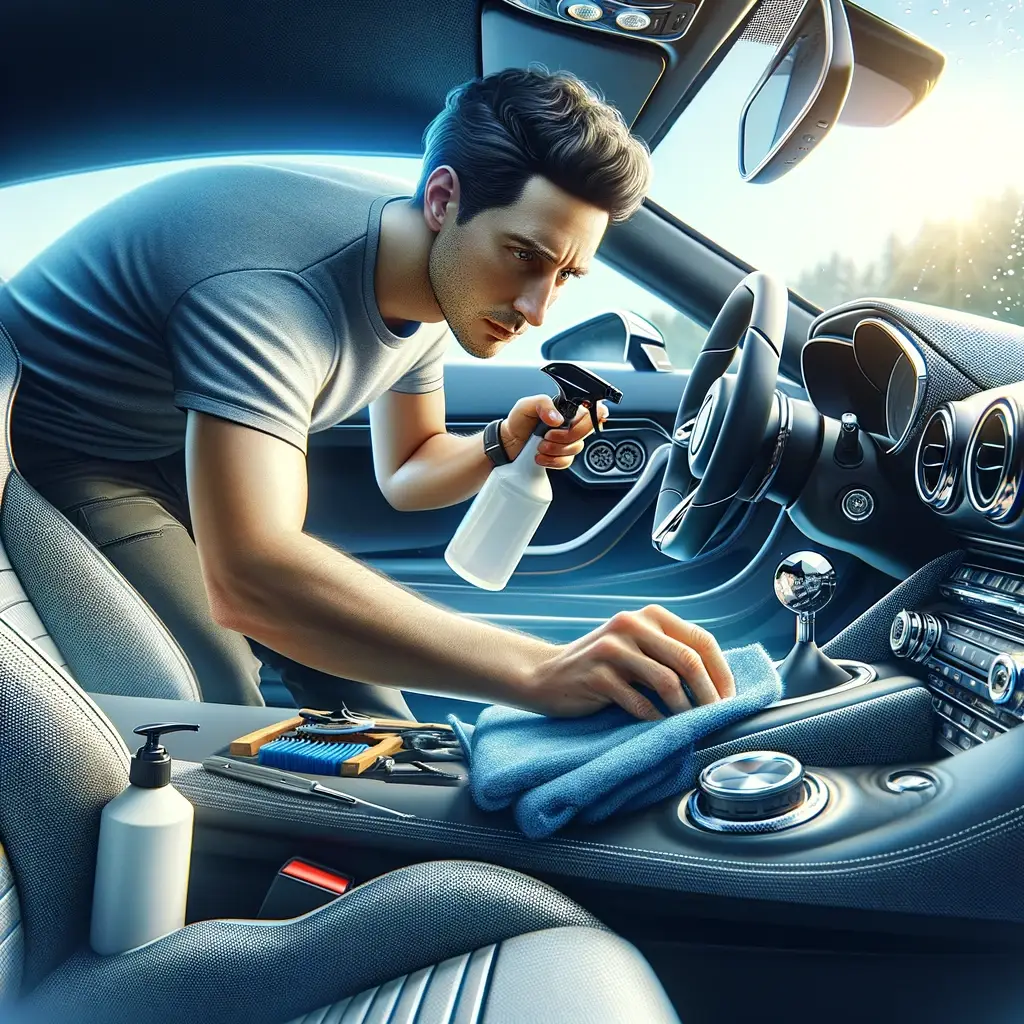 AX Car Wash - Man detailing inside of the car